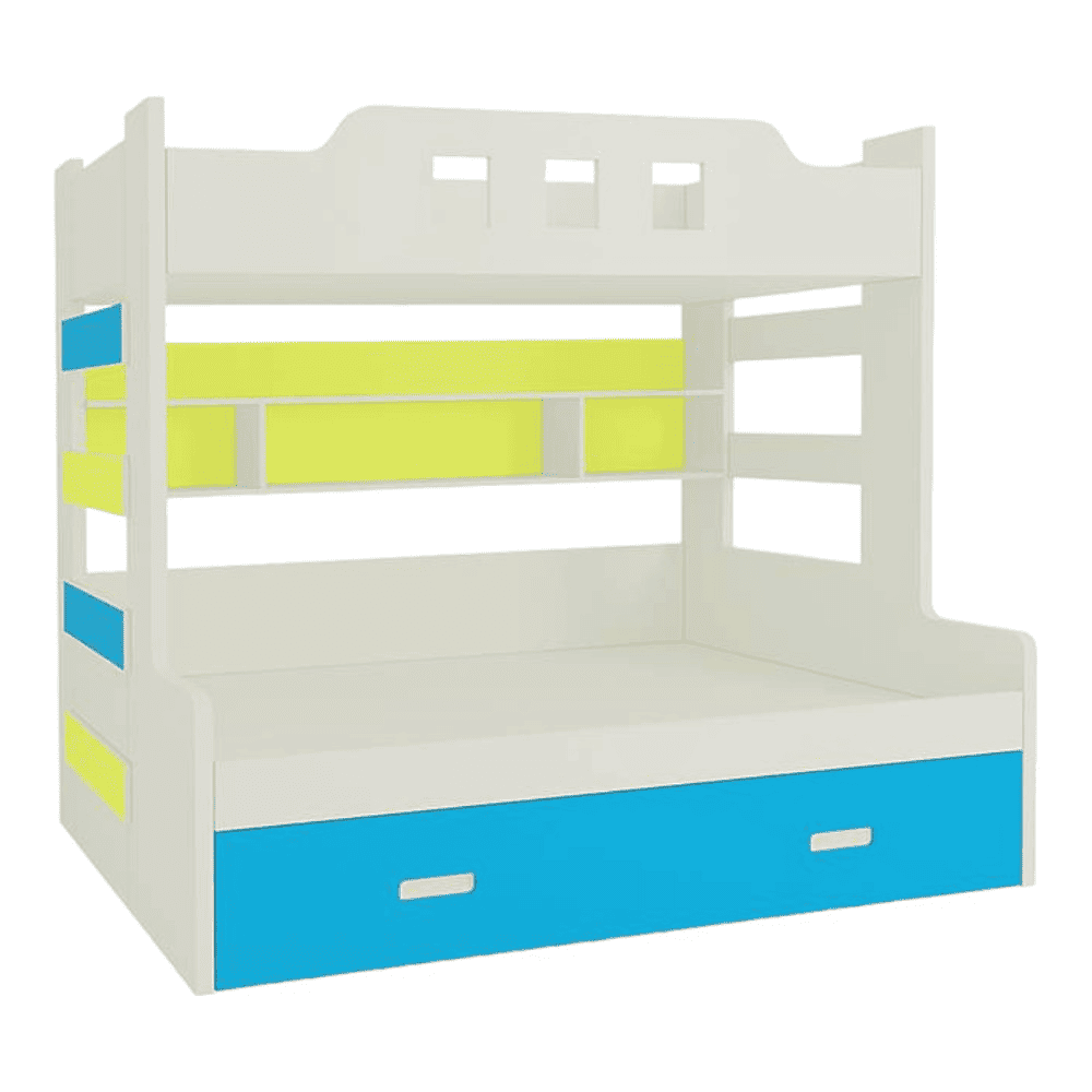Odessa Engineered Wood Storage Bunk Bed Lime Yellow Azure Blue