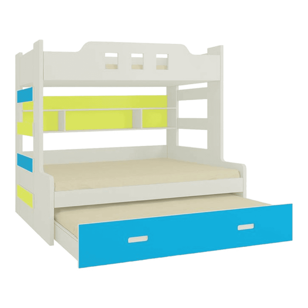 Odessa Engineered Wood Storage Bunk Bed Lime Yellow Azure Blue