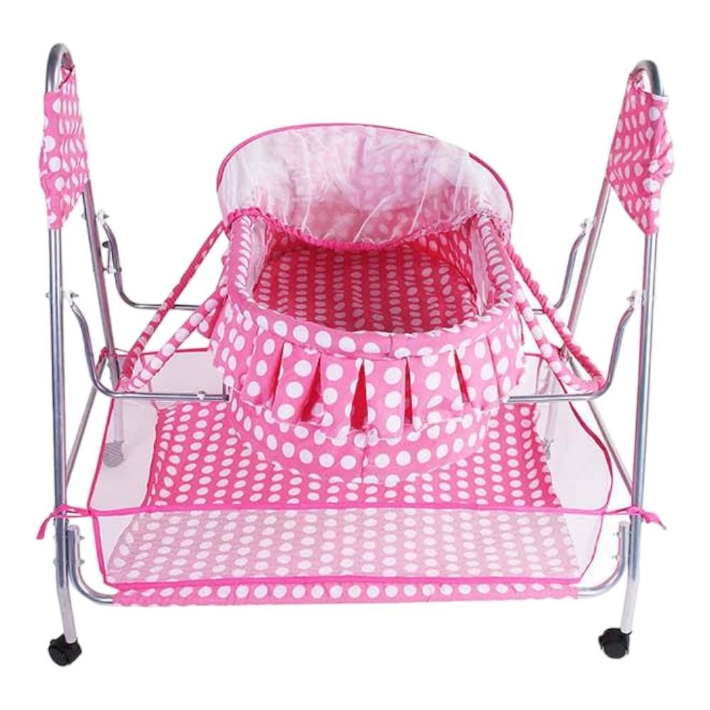 Clio Metal Baby Bassinet with Mosquito Protection Net - Pink