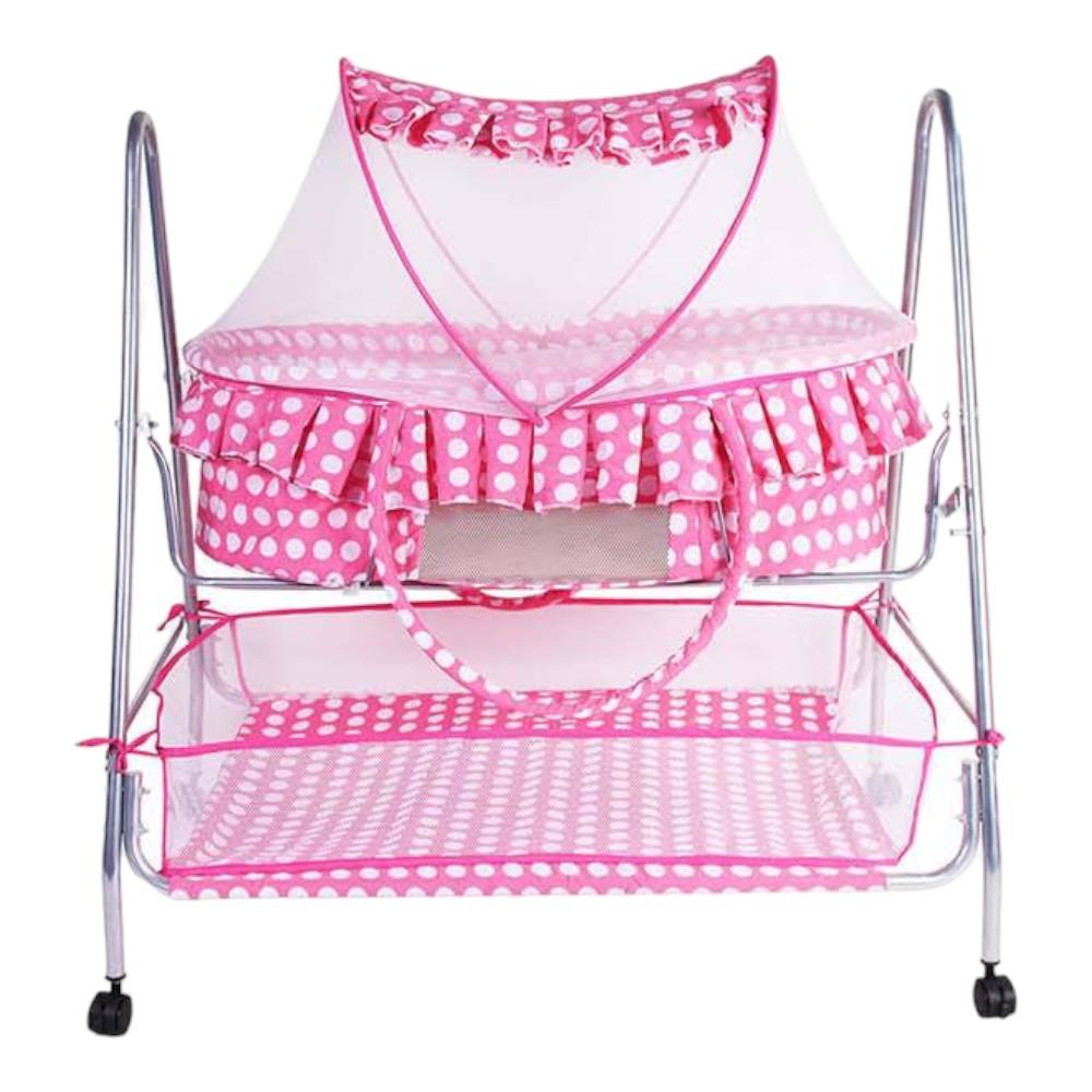 Clio Metal Baby Bassinet with Mosquito Protection Net - Pink