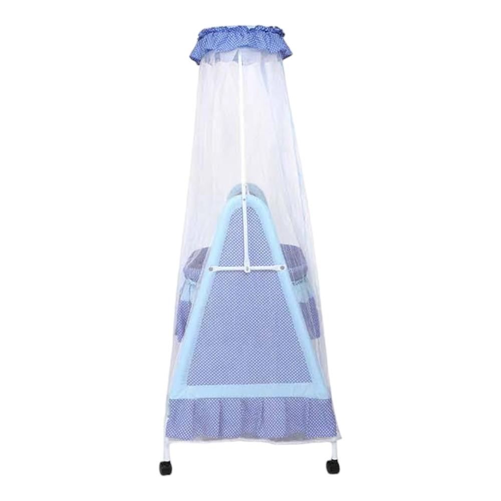 Polkamania Metal Baby Cradle with Mosquito Protection Net - Blue
