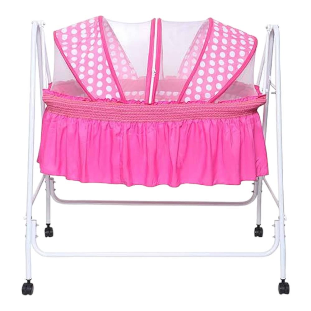 Clio Metal Baby Cradle with Mosquito Protection Net - Pink