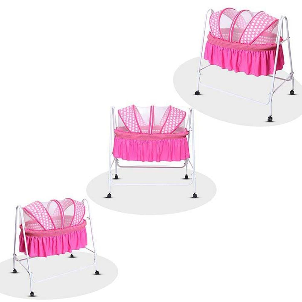 Clio Metal Baby Cradle with Mosquito Protection Net - Pink
