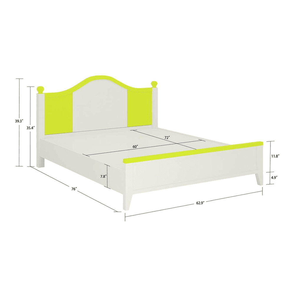 Victoria Solid Wood Bed in Lime Yellow Colour