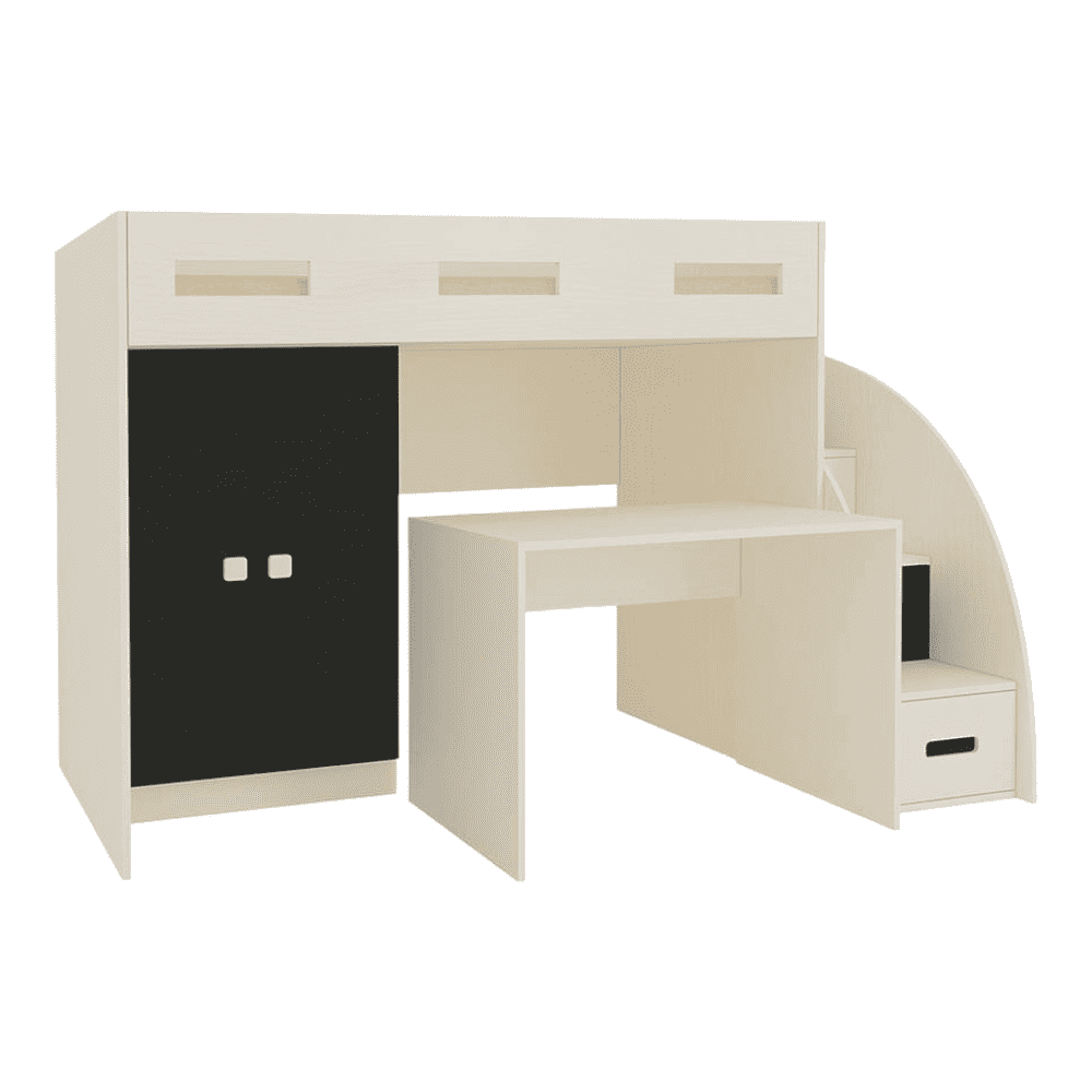 Bonita Engineered Wood Drawer and Box Storage Bed in Black Colour