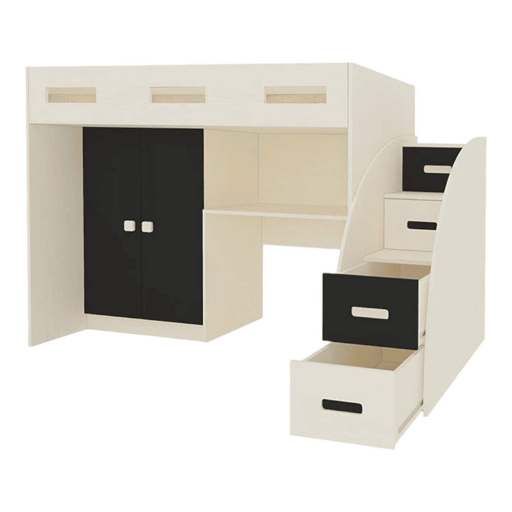 Bonita Engineered Wood Drawer and Box Storage Bed in Black Colour