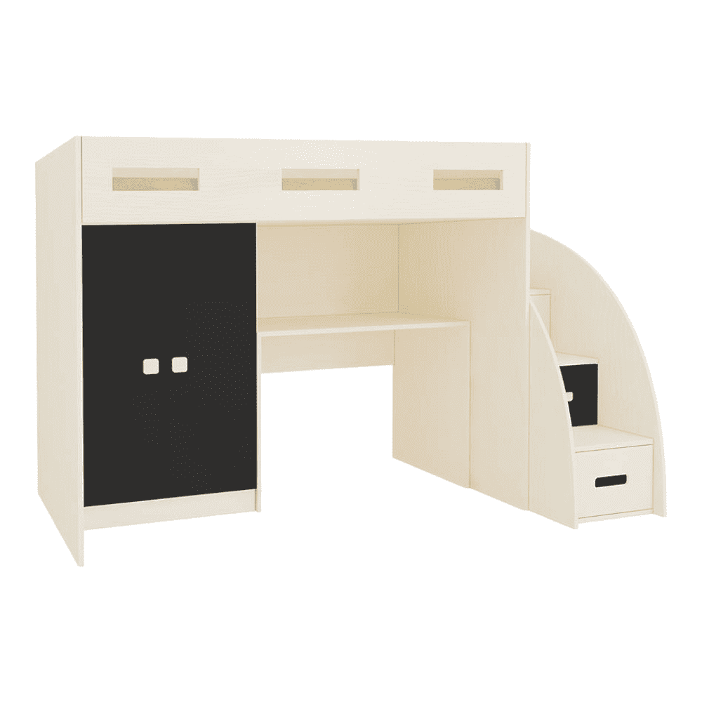 Bonita Engineered Wood Drawer and Box Storage Bed in Black Colour