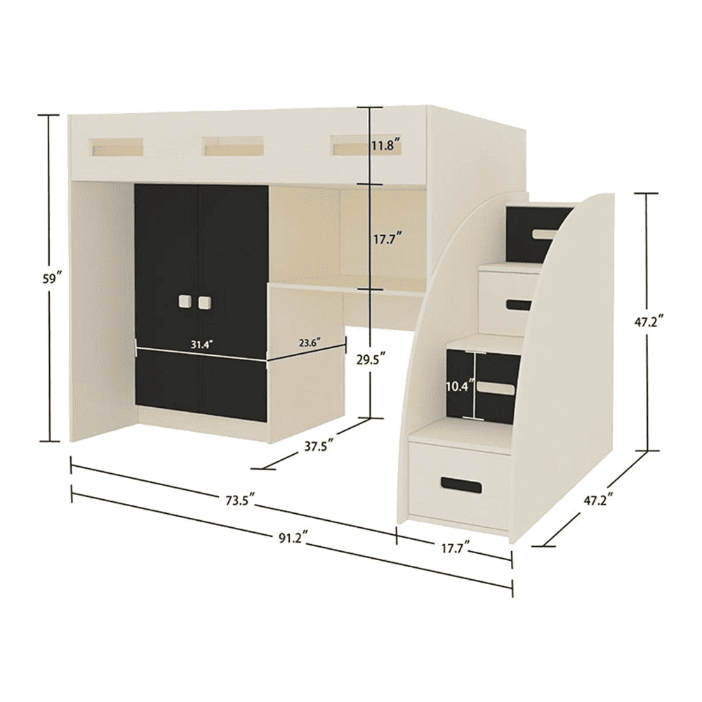 Bonita Engineered Wood Drawer and Box Storage Bed in Black Colour
