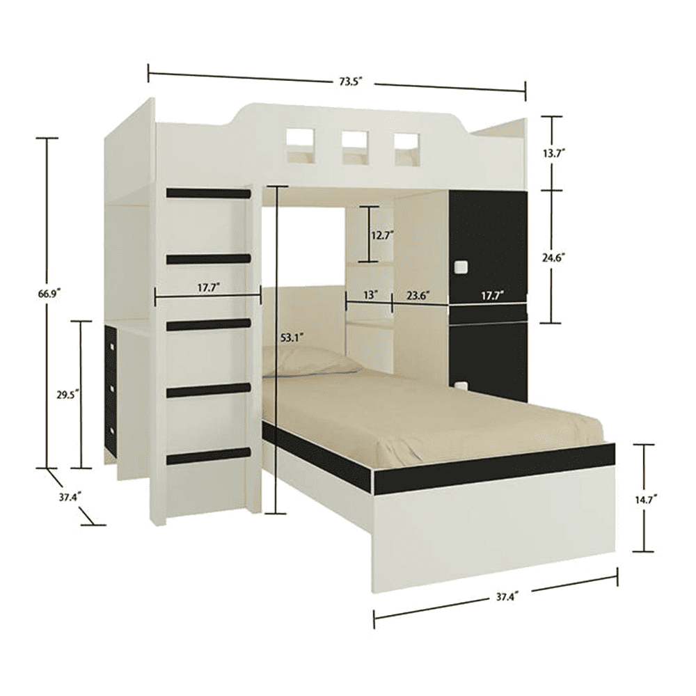 Siona Engineered Wood Box & Drawer Storage Bunk Bed Carbon Black
