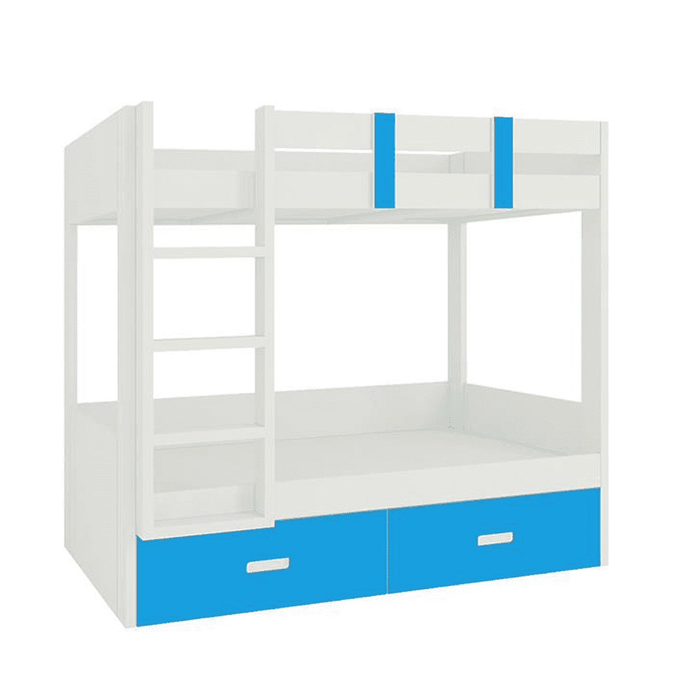 Adonica Engineered Wood Drawer Storage Bunk Bed with Left Ladder Azure Blue