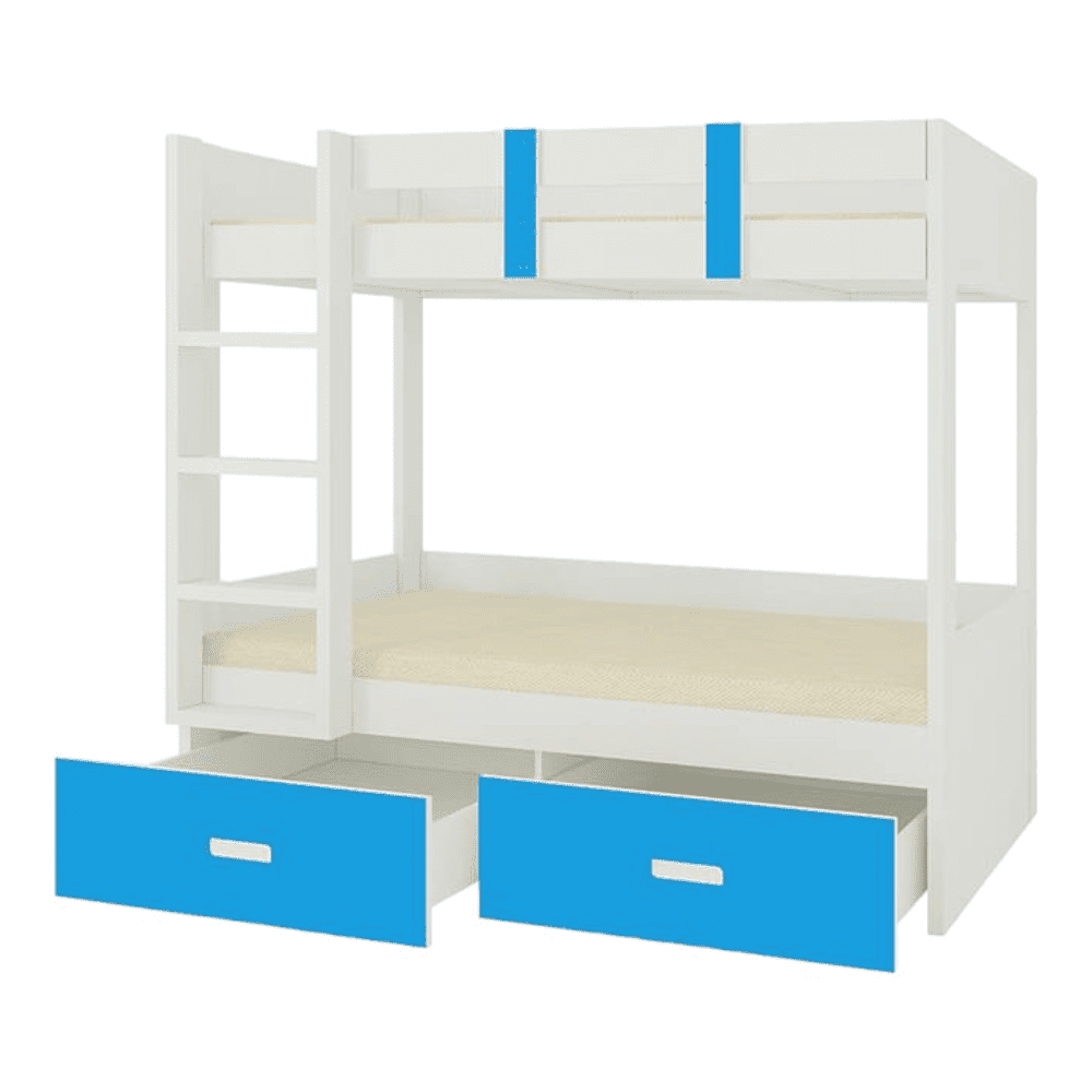 Adonica Engineered Wood Drawer Storage Bunk Bed with Left Ladder Azure Blue