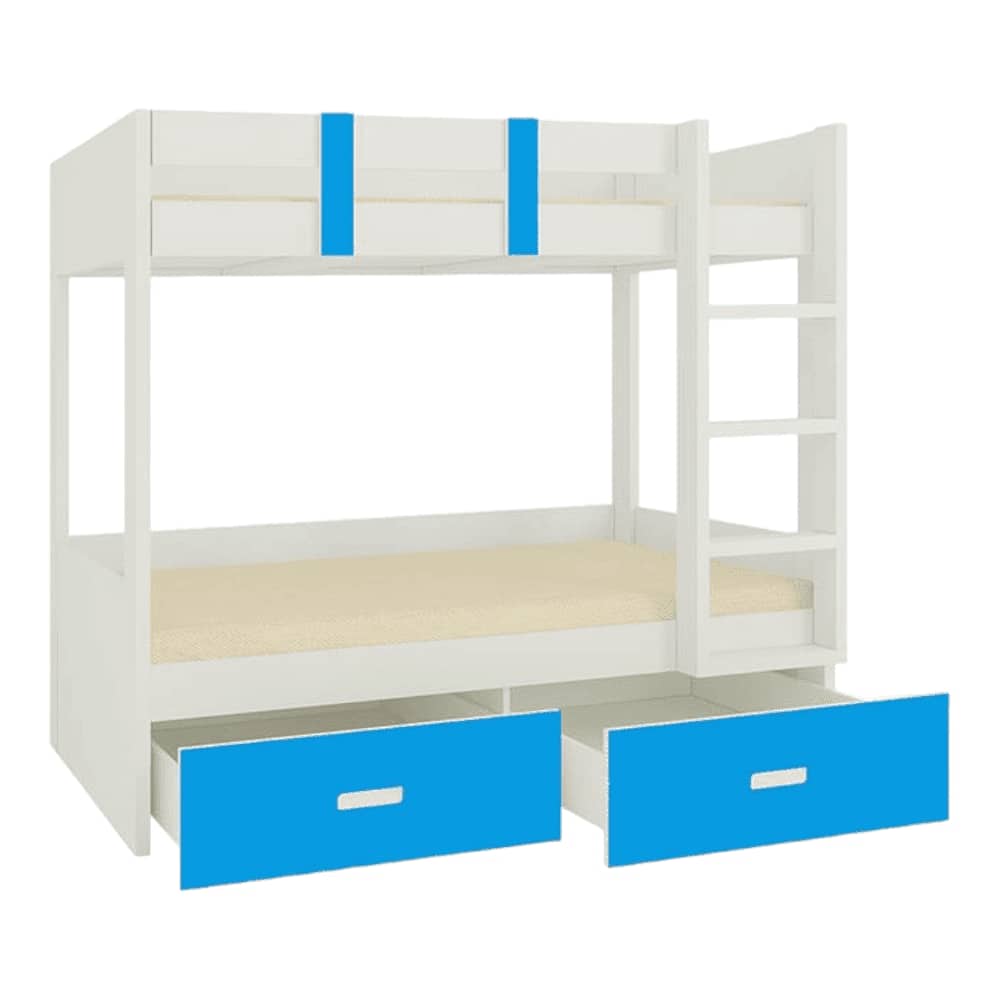 Adonica Engineered Wood Drawer Storage Bunk Bed with Right Ladder Azure Blue