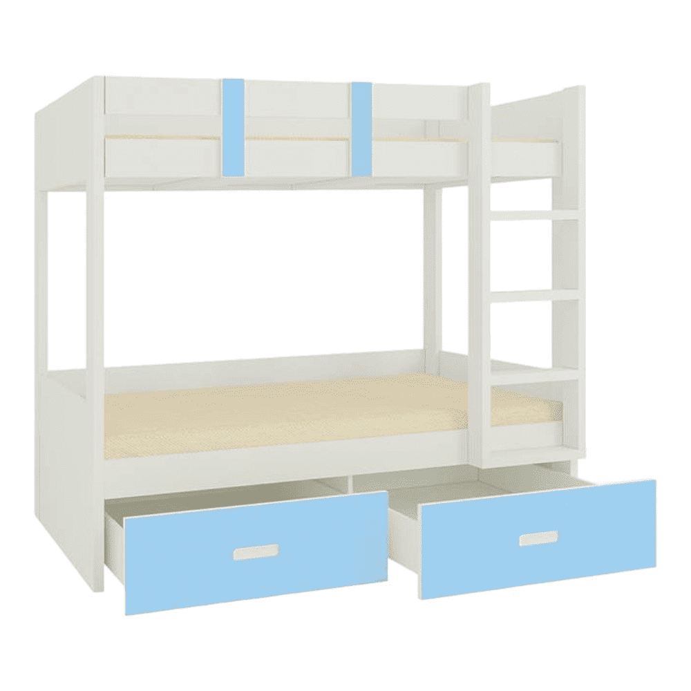 Adonica Engineered Wood Drawer Storage Bunk Bed Sky Blue