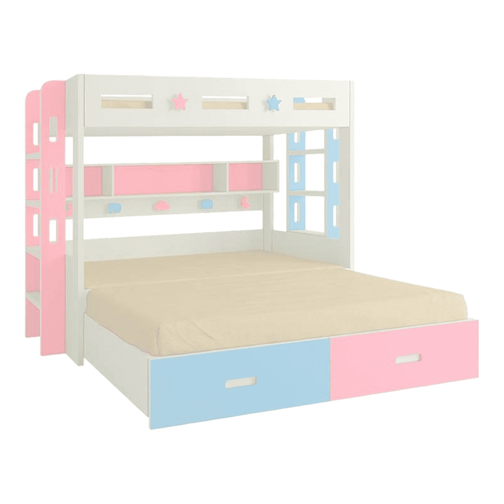 Astra Engineered Wood Box & Drawer Storage Bunk Bed English Pink Sky Blue