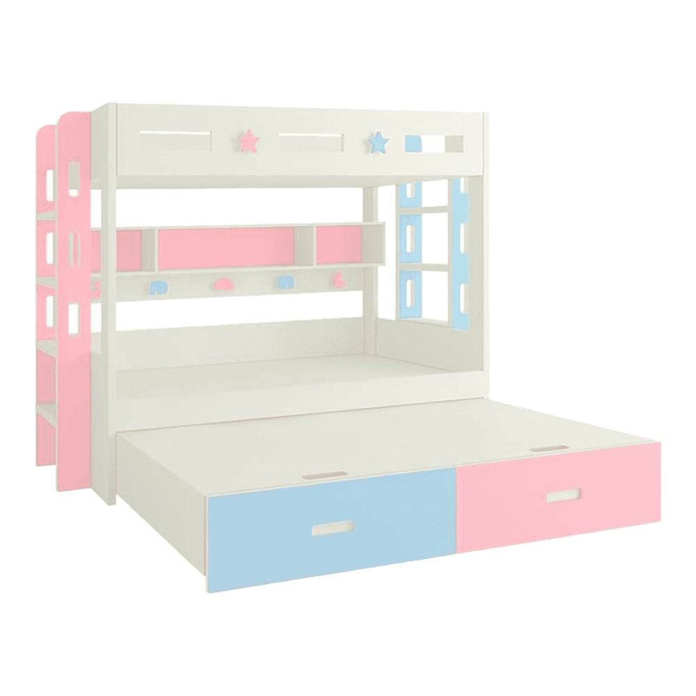 Astra Engineered Wood Box & Drawer Storage Bunk Bed English Pink Sky Blue