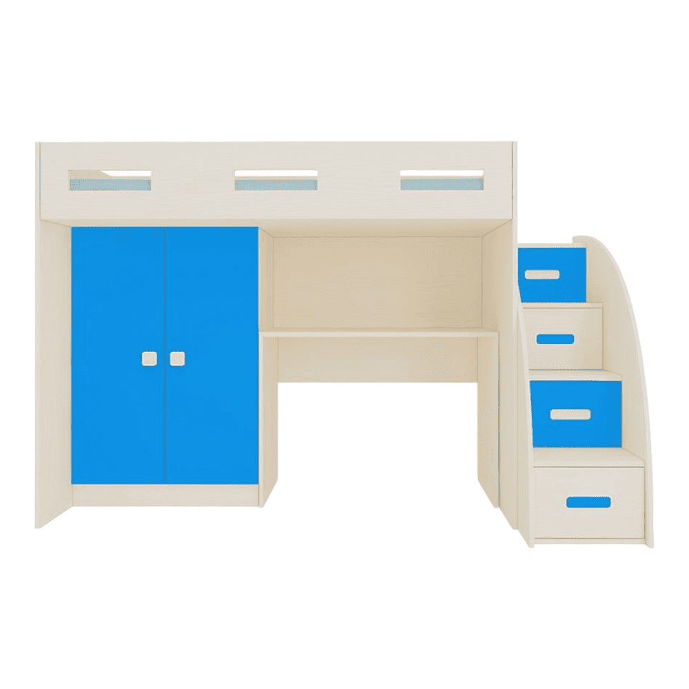 Bonita Engineered Wood Drawer and Box Storage Bed in Blue Colour