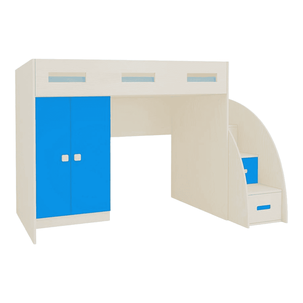 Bonita Engineered Wood Drawer and Box Storage Bed in Blue Colour