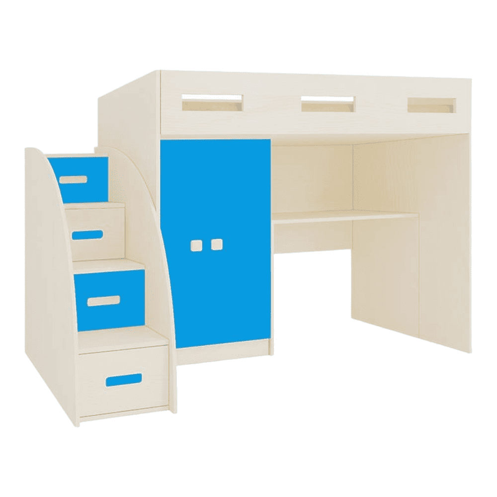 Bonita Engineered Wood Drawer and Box Storage Bed in Blue Colour