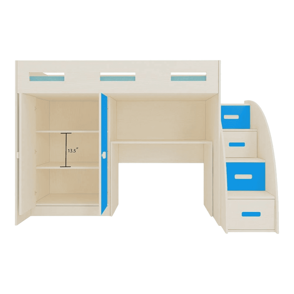 Bonita Engineered Wood Drawer and Box Storage Bed in Blue Colour