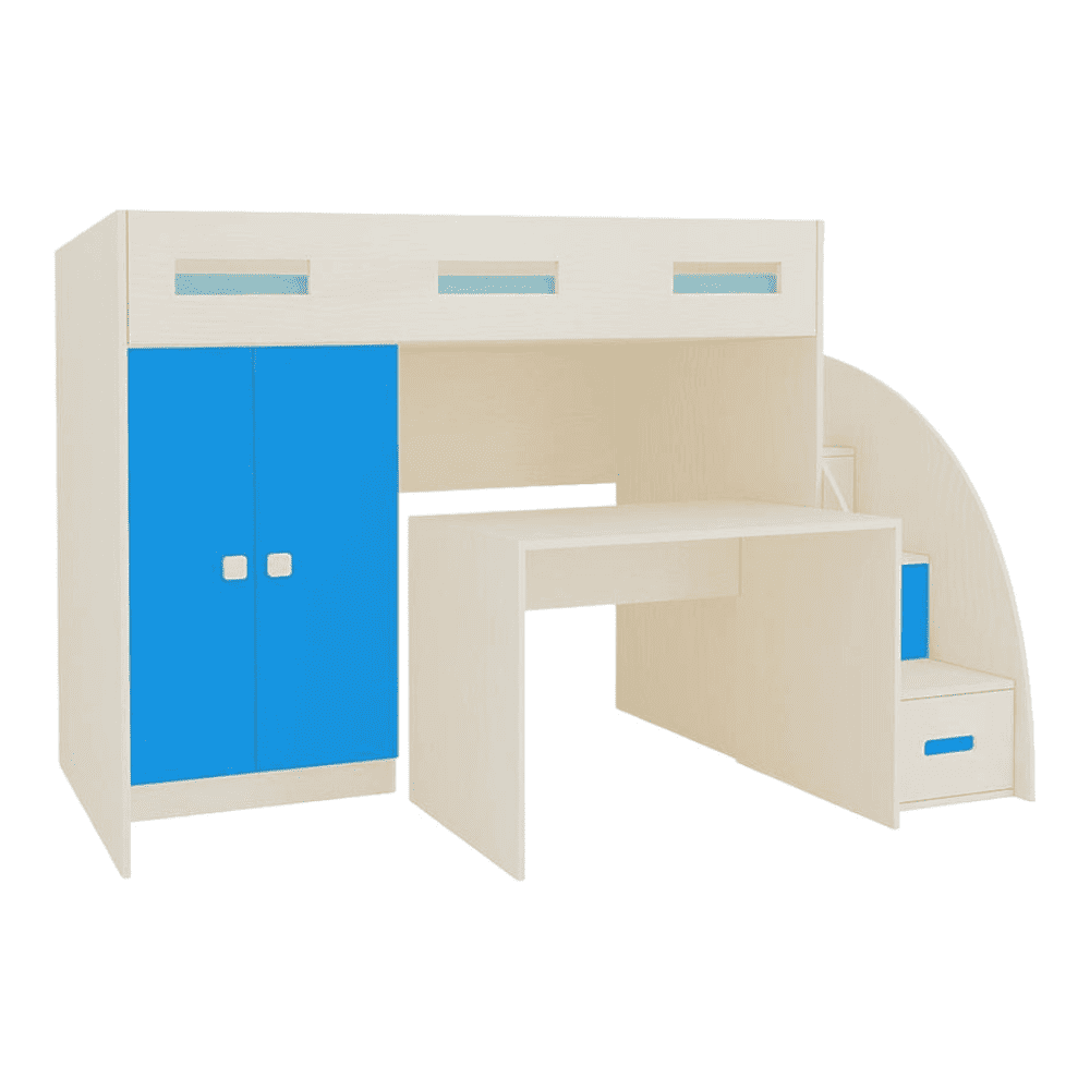Bonita Engineered Wood Drawer and Box Storage Bed in Blue Colour
