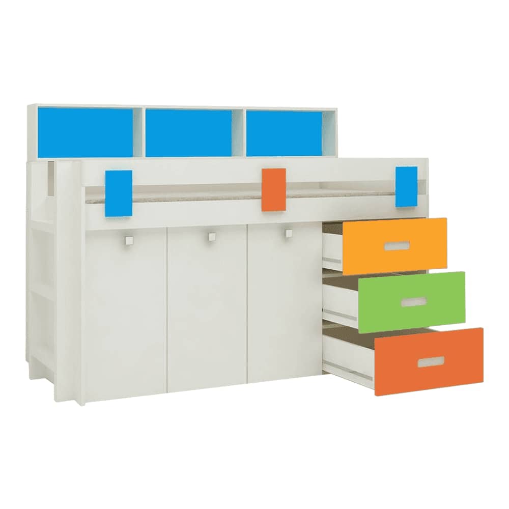 Cherokee Engineered Wood Drawer and Box Storage Bed in Multicolour