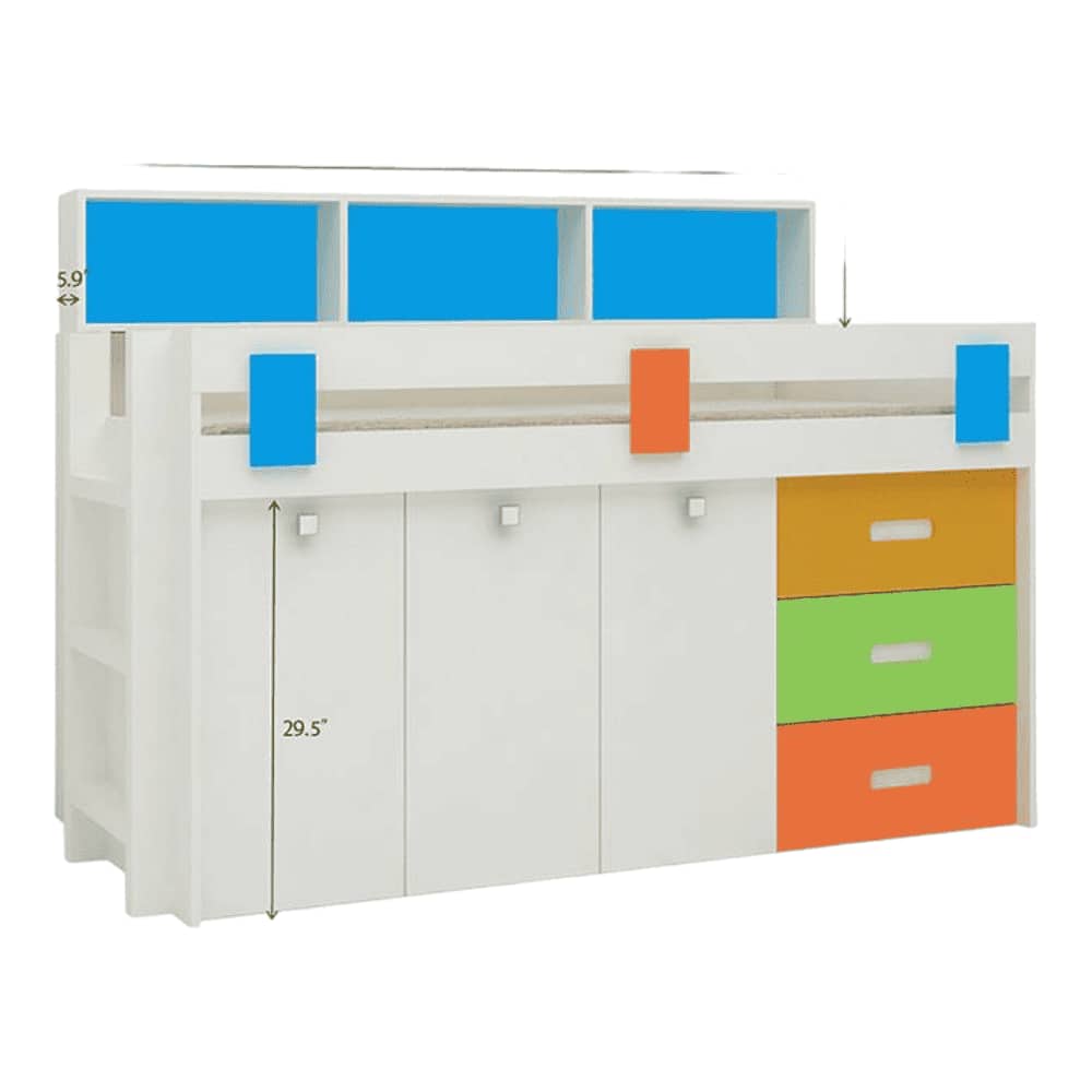 Cherokee Engineered Wood Drawer and Box Storage Bed in Multicolour