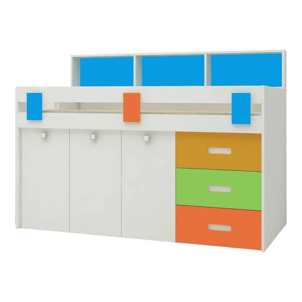 Cherokee Engineered Wood Drawer and Box Storage Bed in Multicolour