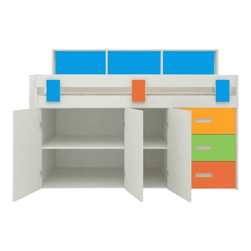 Cherokee Engineered Wood Drawer and Box Storage Bed in Multicolour