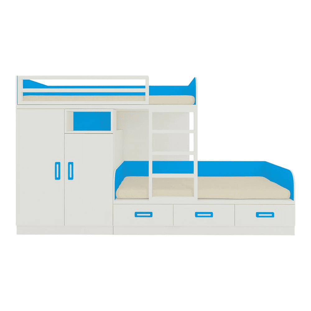 Eskada Engineered Wood Box & Drawer Storage Bunk Bed Azure Blue