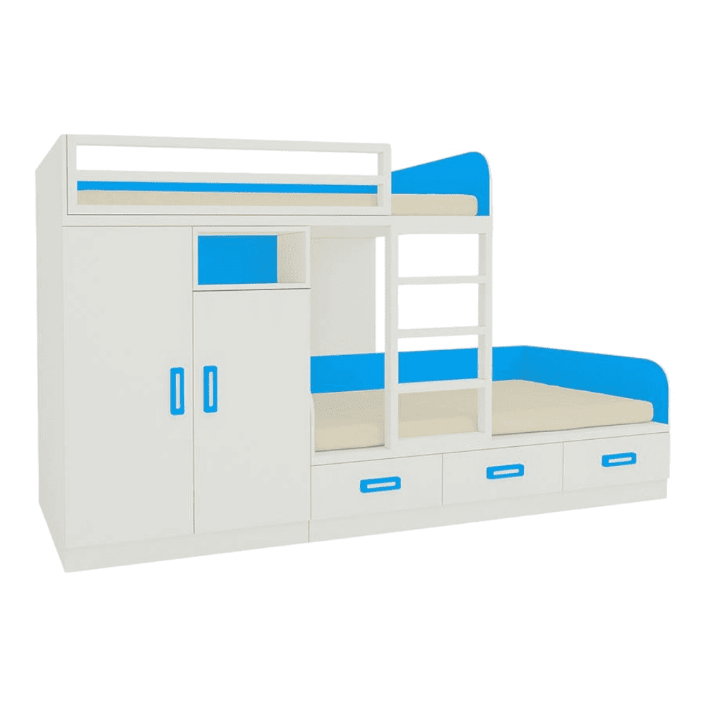 Eskada Engineered Wood Box & Drawer Storage Bunk Bed Azure Blue