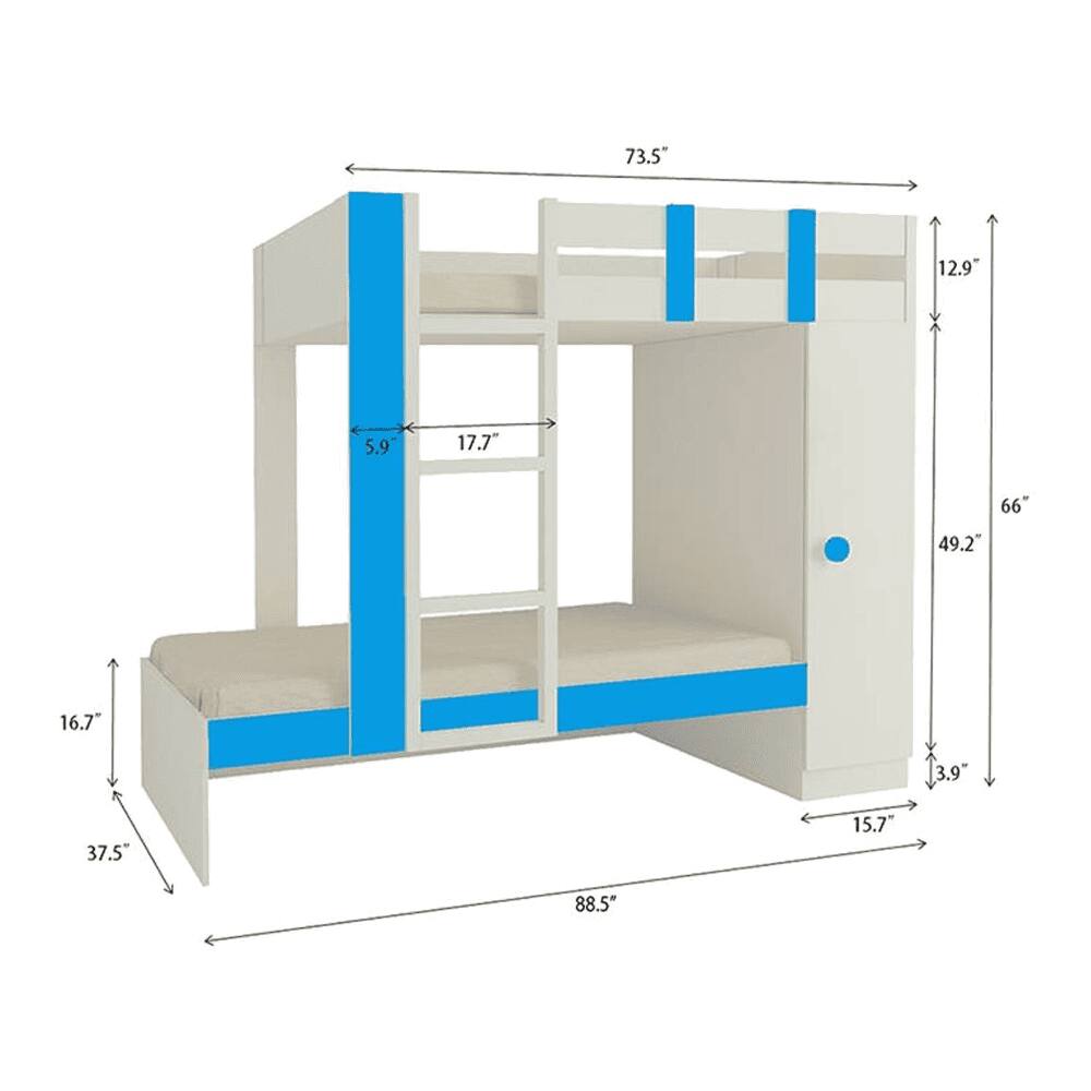 Evita Engineered Wood Box Storage Bunk Bed Azure Blue