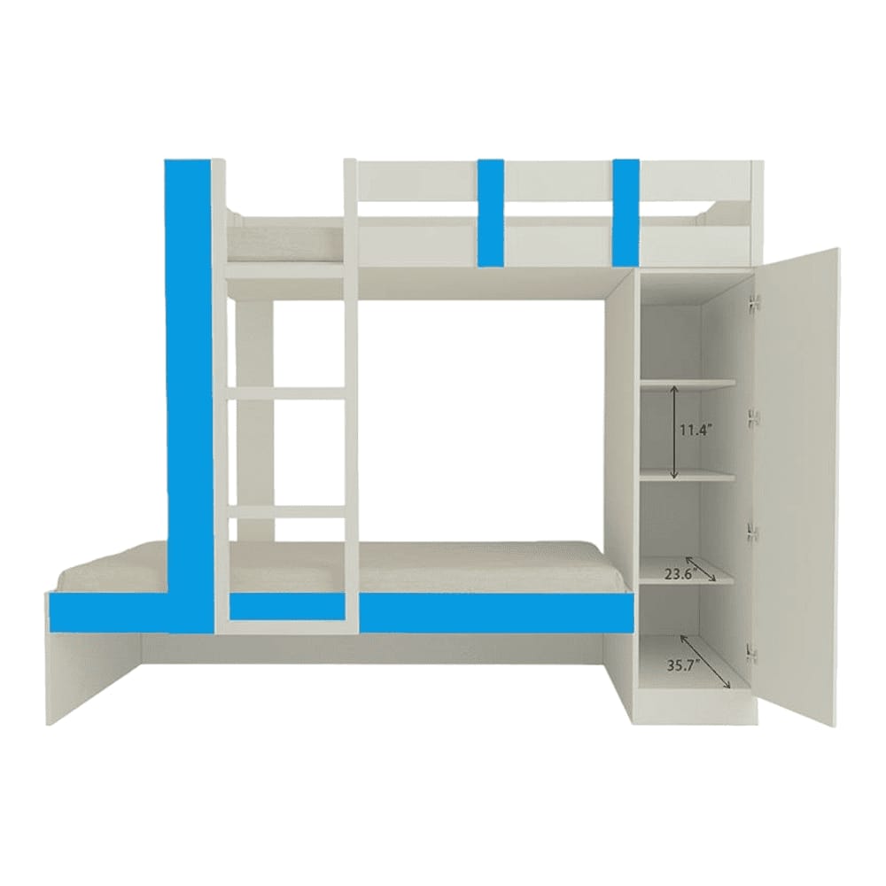 Evita Engineered Wood Box Storage Bunk Bed Azure Blue