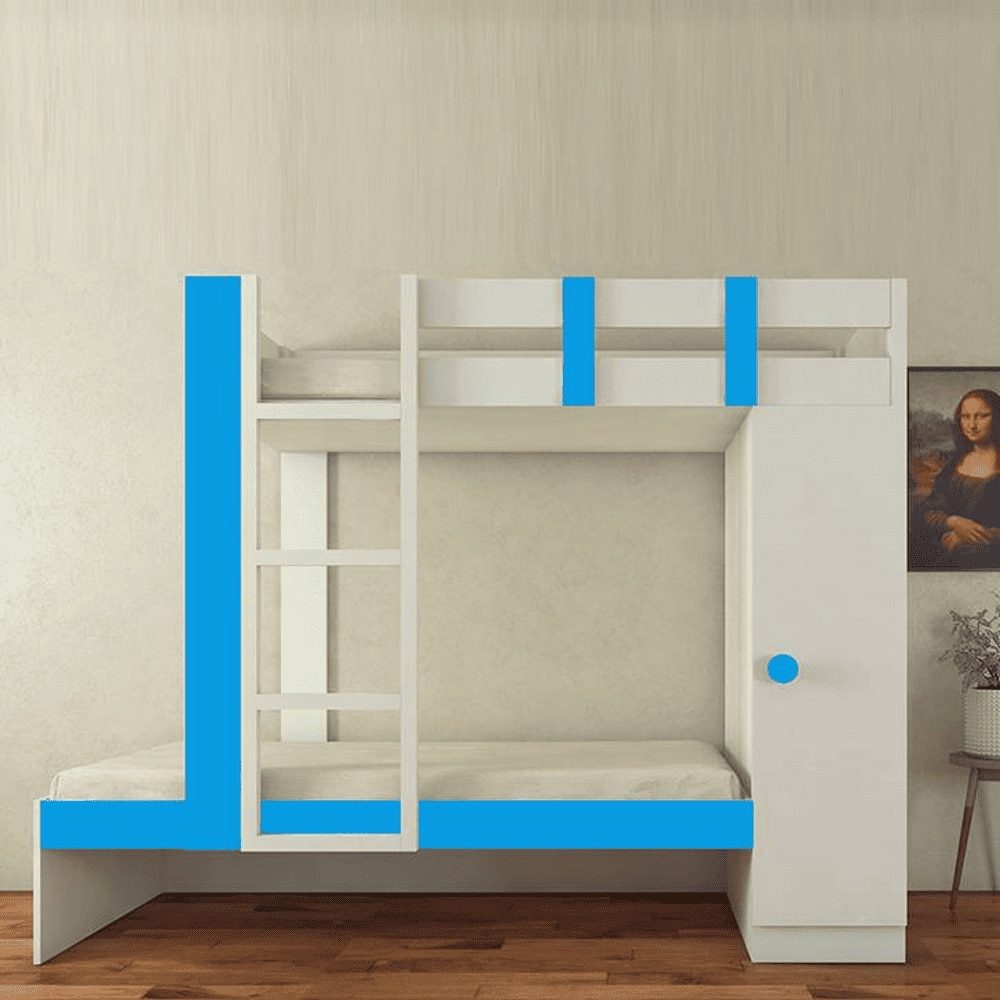 Evita Engineered Wood Box Storage Bunk Bed Azure Blue