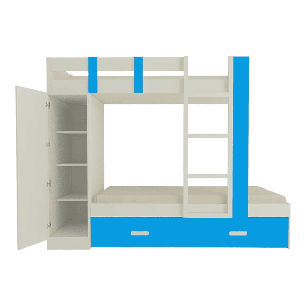 Evita Trundle Engineered Wood Box Storage Bunk Bed Azure Blue