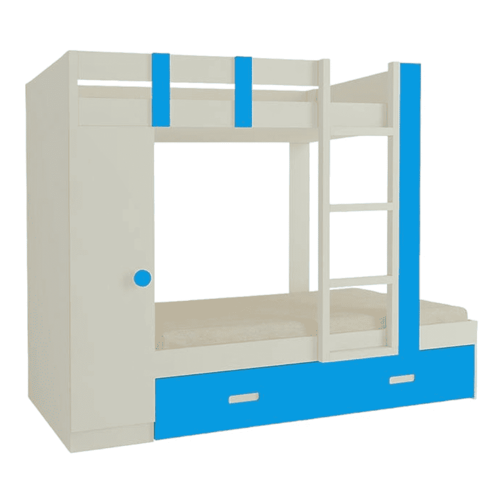 Evita Trundle Engineered Wood Box Storage Bunk Bed Azure Blue