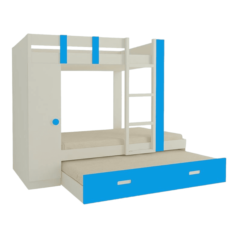 Evita Trundle Engineered Wood Box Storage Bunk Bed Azure Blue