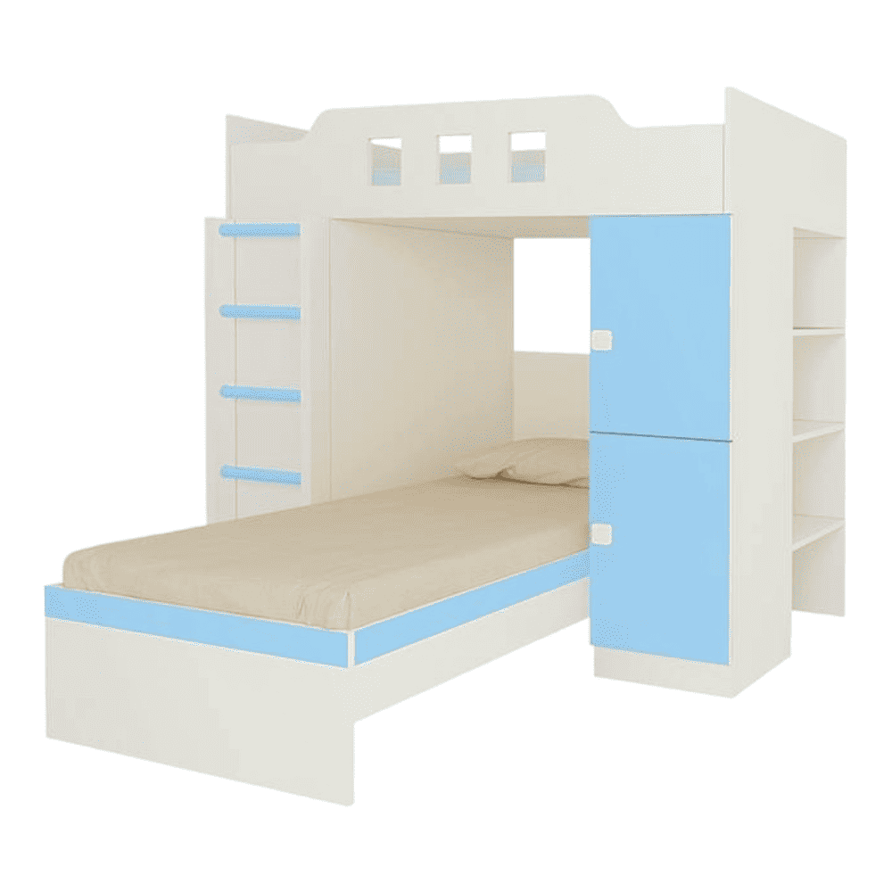 Siona Engineered Wood Box & Drawer Storage Bunk Bed Sky Blue