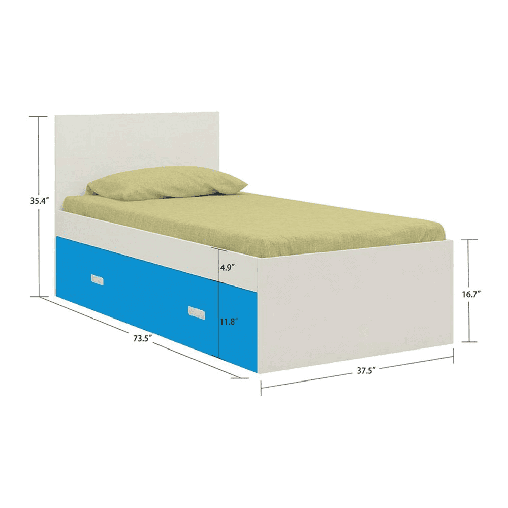 Minerva Engineered Wood Drawer Storage Bed in Blue Colour