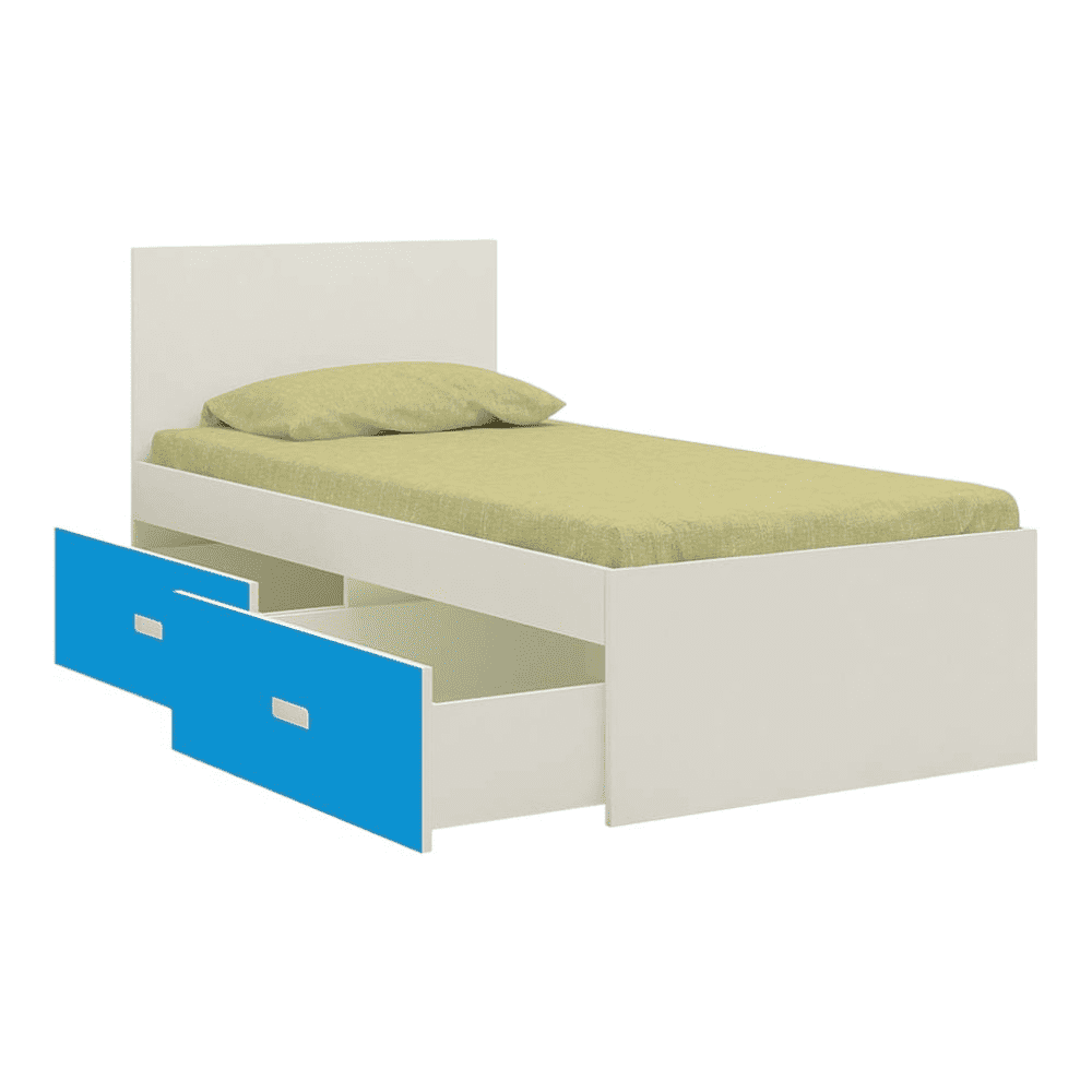 Minerva Engineered Wood Drawer Storage Bed in Blue Colour