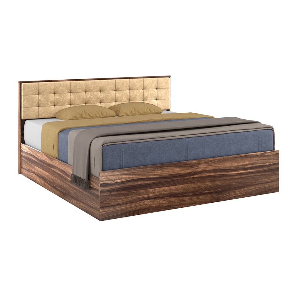 Alvin Queen Bed With Box Storage In Asian Walnut Color
