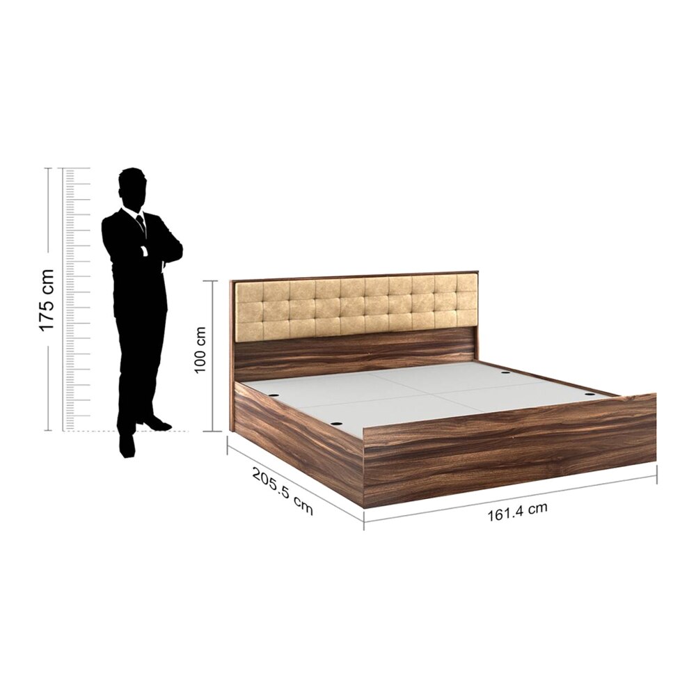 Alvin Queen Bed With Box Storage In Asian Walnut Color