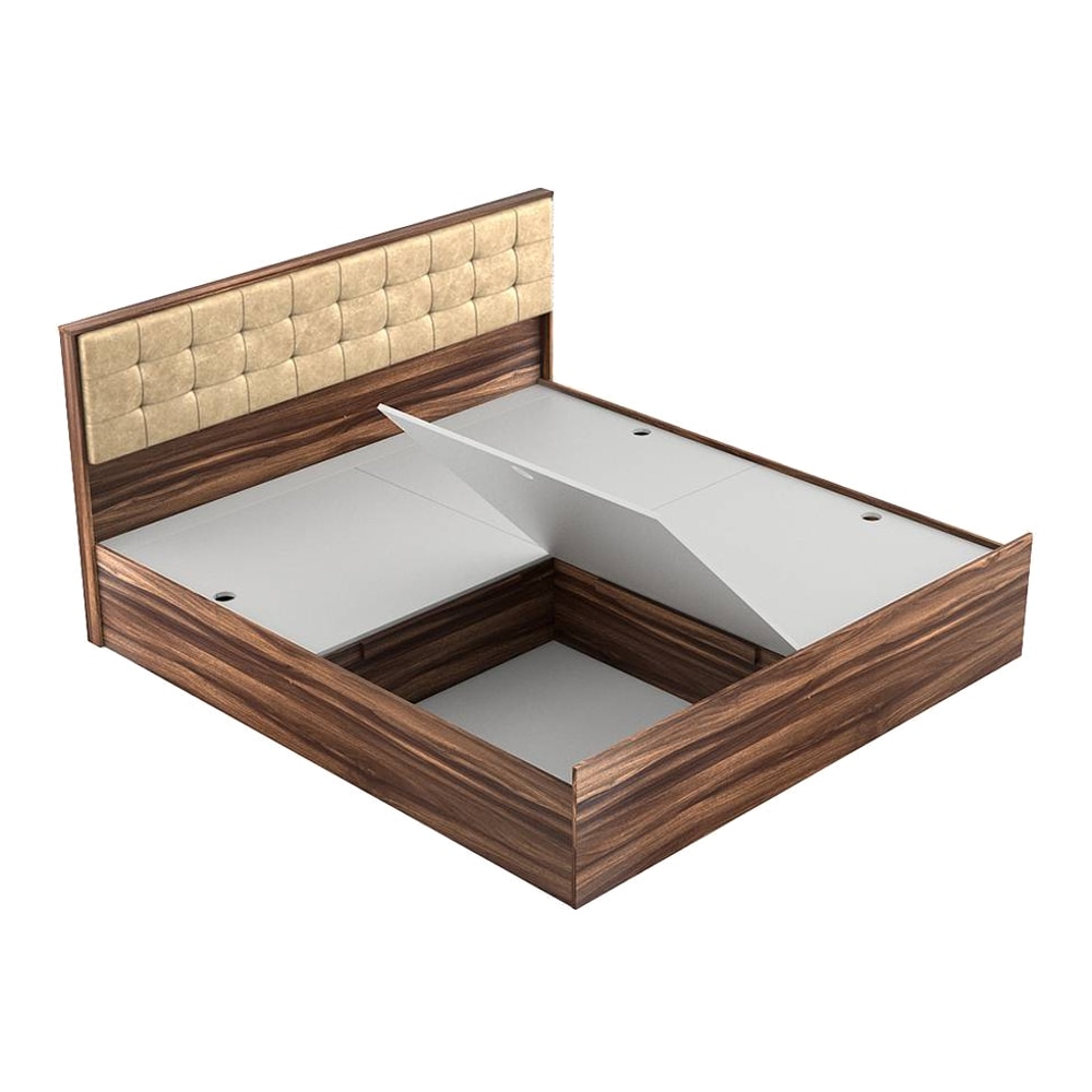 Alvin Queen Bed With Box Storage In Asian Walnut Color