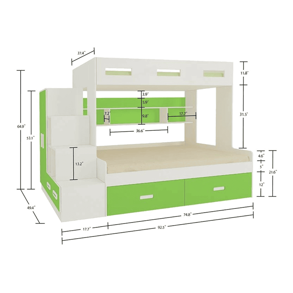 Austin Engineered Wood Box & Drawer Storage Bunk Bed Verdant Green