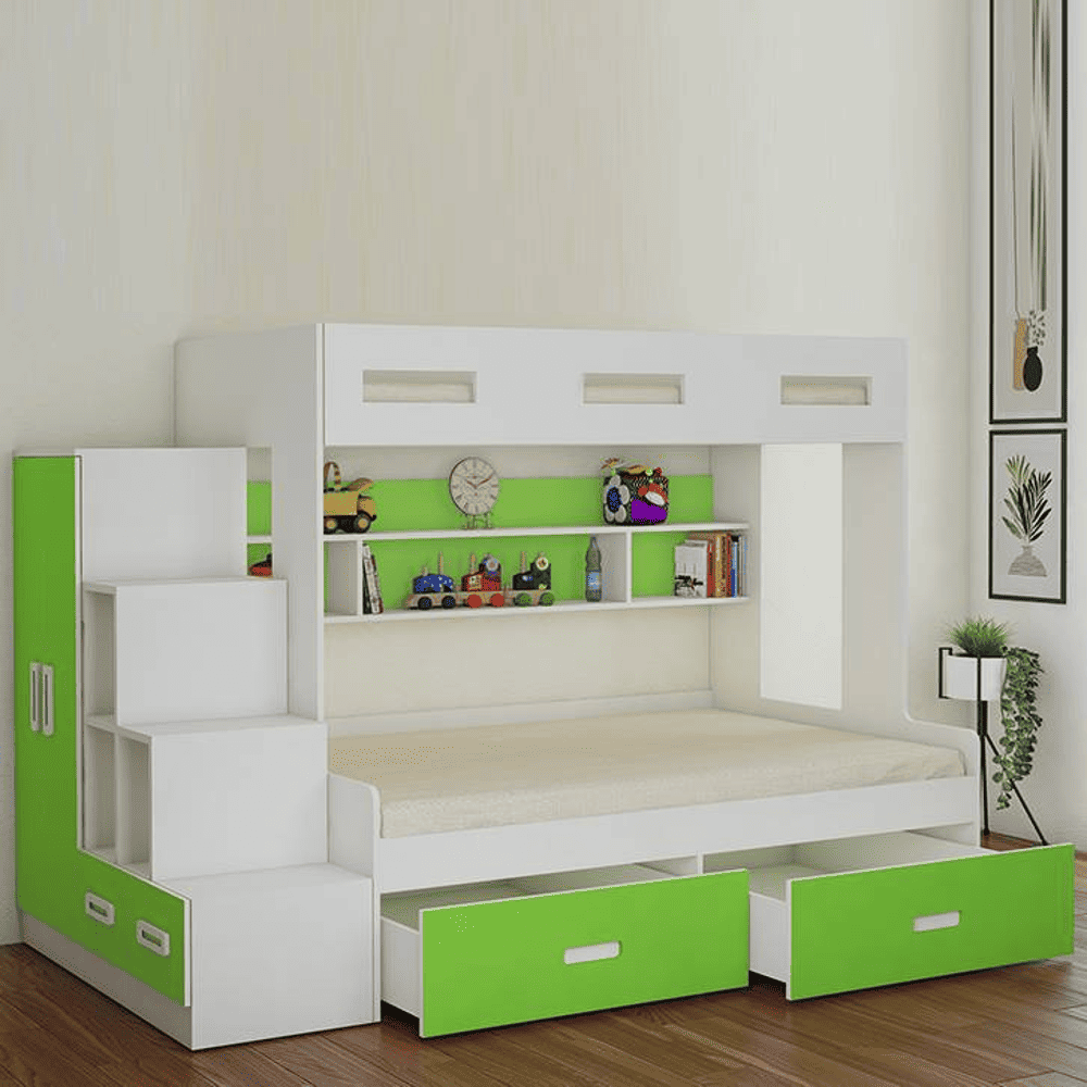 Austin Engineered Wood Box & Drawer Storage Bunk Bed Verdant Green