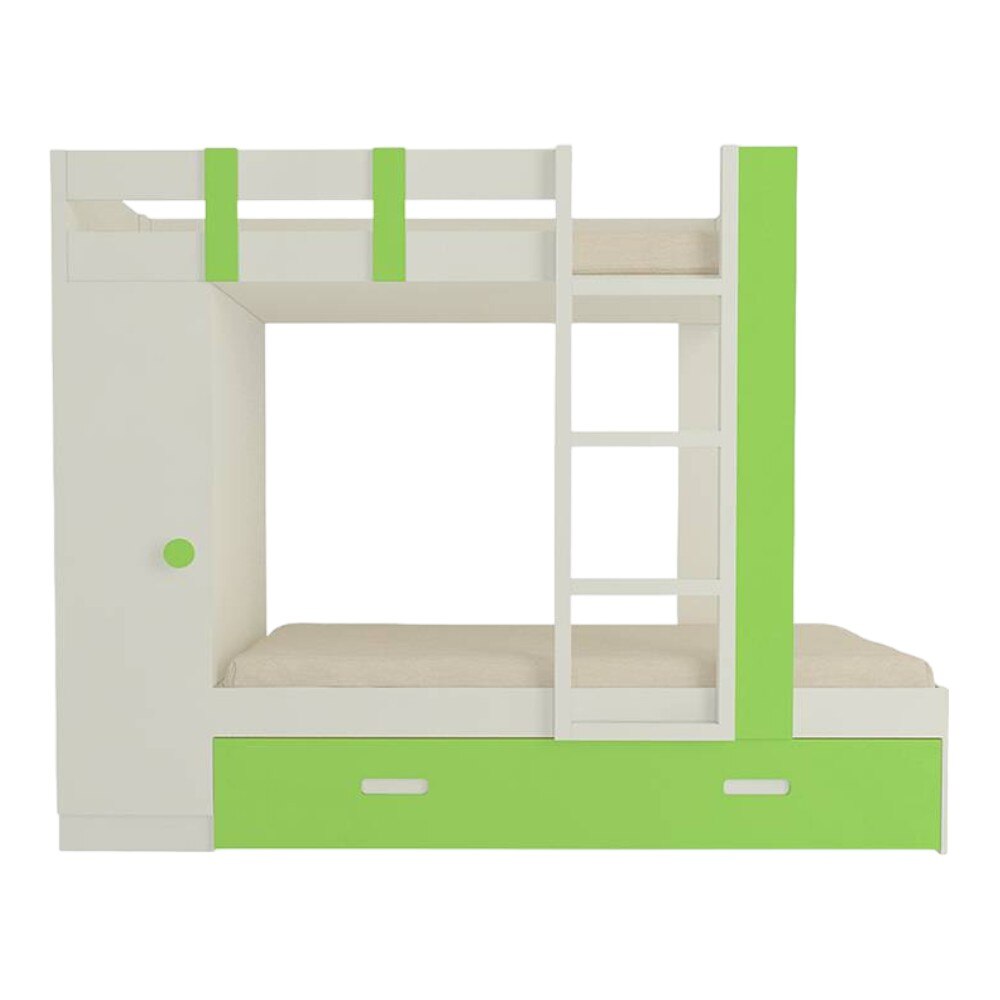Evita Trundle Engineered Wood Box Storage Bunk Bed Verdant Green