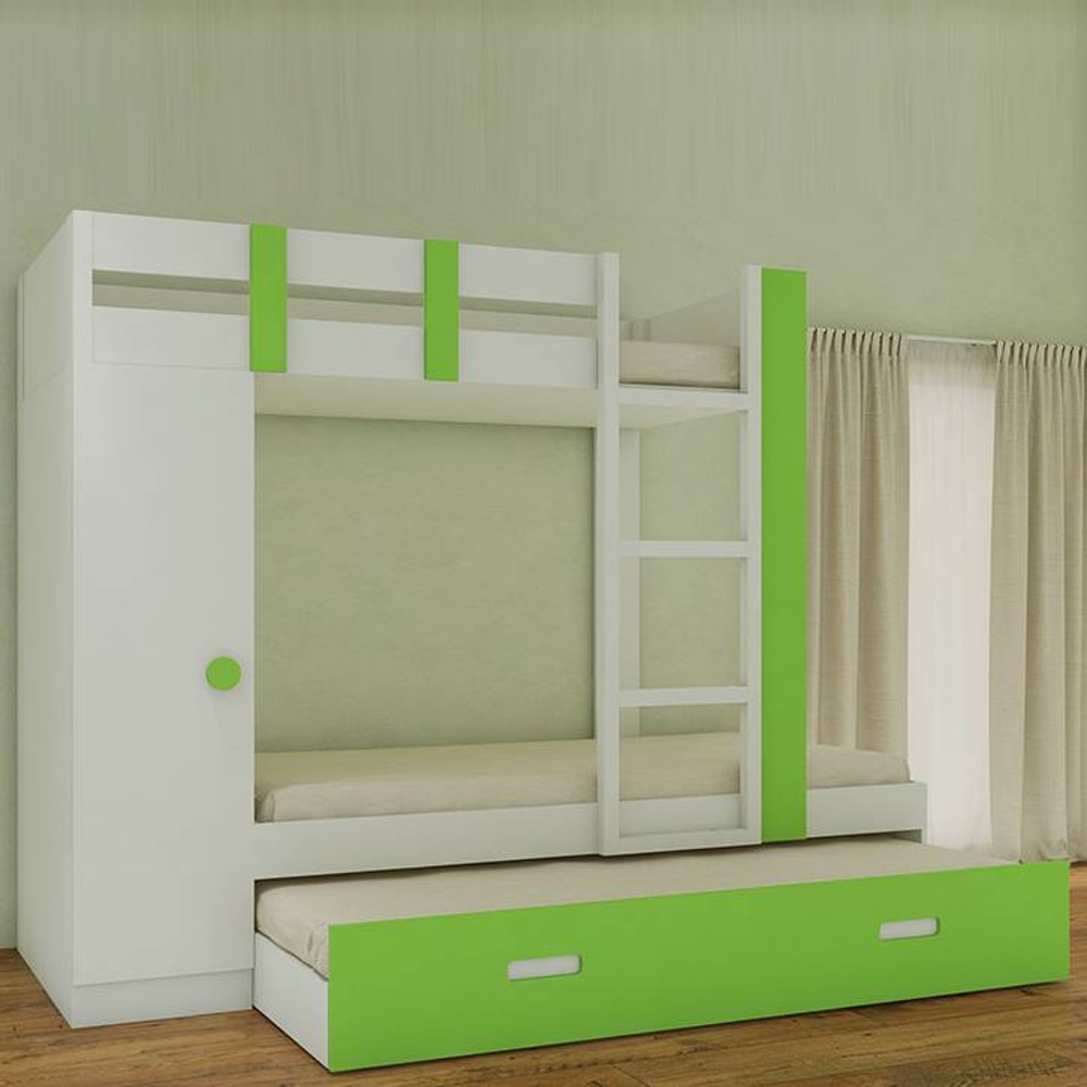 Evita Trundle Engineered Wood Box Storage Bunk Bed Verdant Green