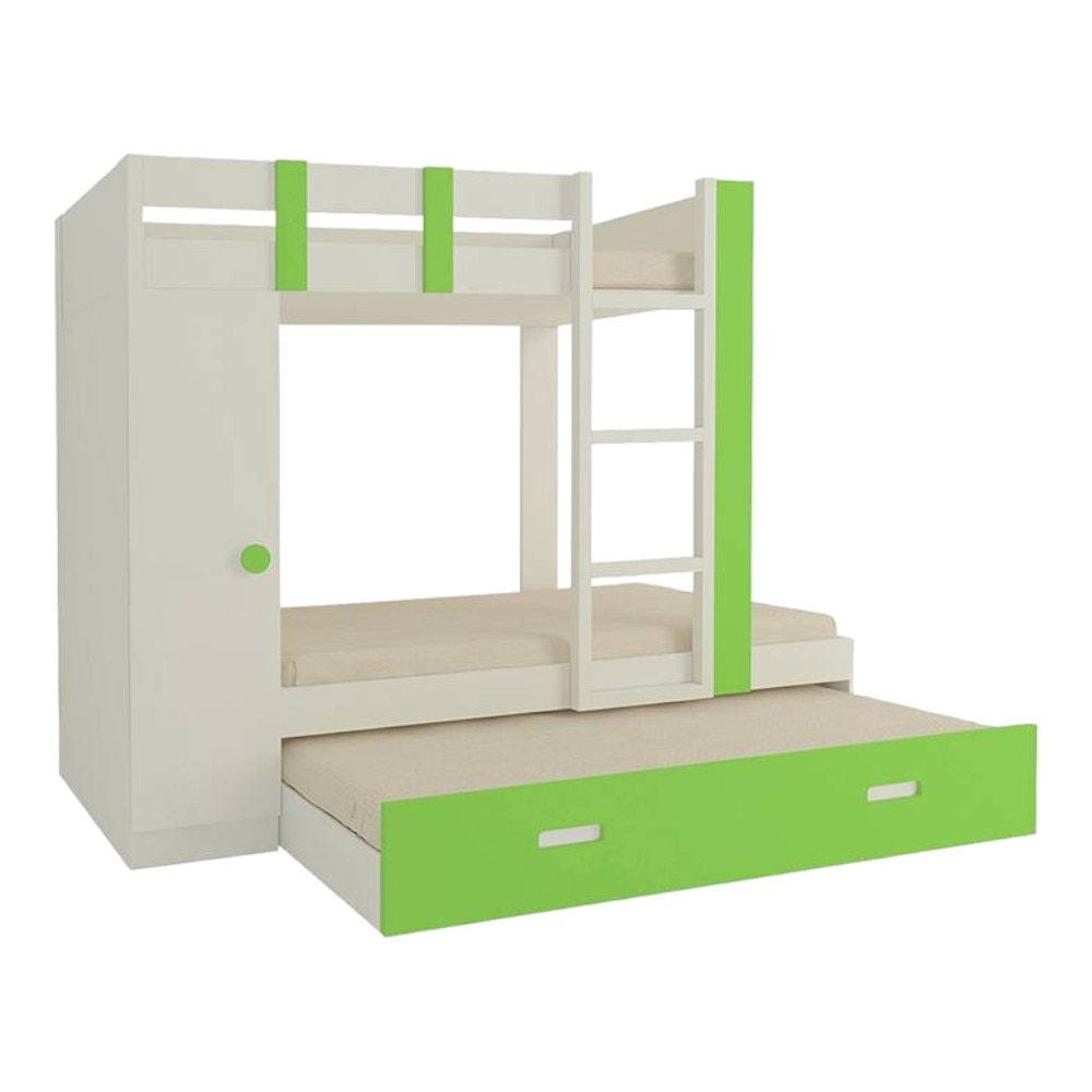 Evita Trundle Engineered Wood Box Storage Bunk Bed Verdant Green