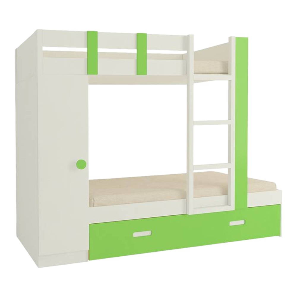 Evita Trundle Engineered Wood Box Storage Bunk Bed Verdant Green