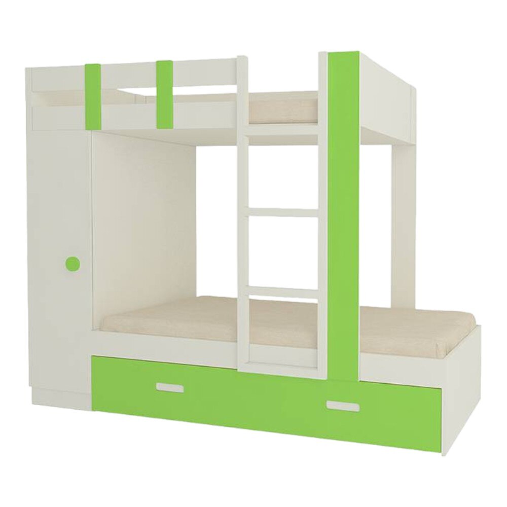 Evita Trundle Engineered Wood Box Storage Bunk Bed Verdant Green
