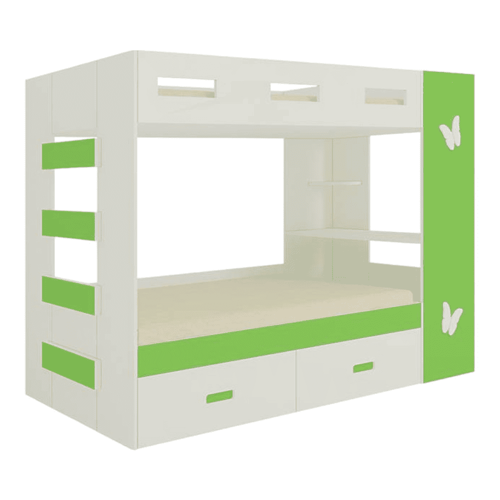 Rio Engineered Wood Box & Drawer Storage Bunk Bed Verdant Green